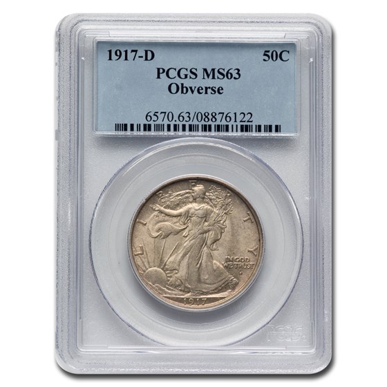 1917-D Obverse Walking Liberty Half Dollar MS-63 PCGS 1917-D Obverse Walking Liberty Half Dollar MS-63 PCGS